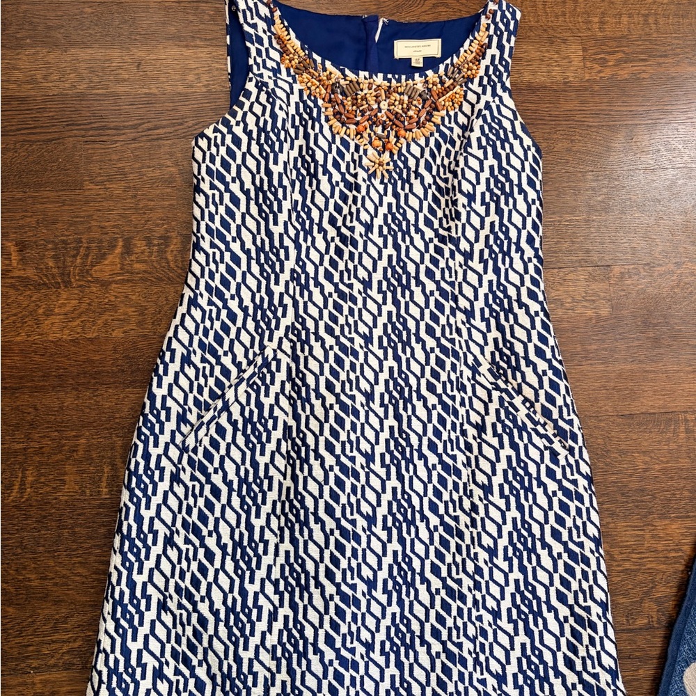 Chic Blue and White Geometric Dress